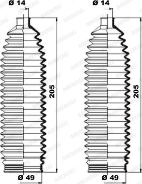 Moog K150222 - Комплект пыльника, рулевое управление autospares.lv