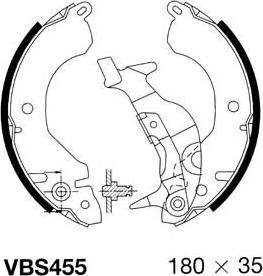 Motaquip VBS455 - Комплект тормозных колодок, барабанные autospares.lv