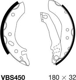 Motaquip VBS450 - Комплект тормозных колодок, барабанные autospares.lv