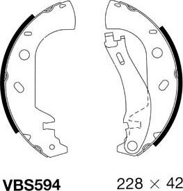 Motaquip VBS594 - Комплект тормозных колодок, барабанные autospares.lv