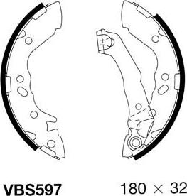 Motaquip VBS597 - Комплект тормозных колодок, барабанные autospares.lv