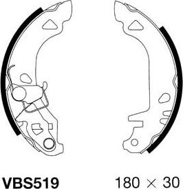 Motaquip VBS519 - Комплект тормозных колодок, барабанные autospares.lv