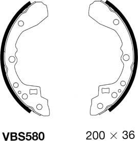 Motaquip VBS580 - Комплект тормозных колодок, барабанные autospares.lv