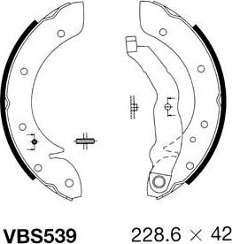 Motaquip VBS539 - Комплект тормозных колодок, барабанные autospares.lv