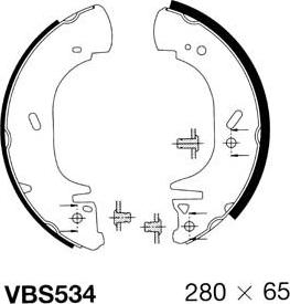 Motaquip VBS534 - Комплект тормозных колодок, барабанные autospares.lv