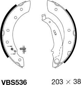 Motaquip VBS536 - Комплект тормозных колодок, барабанные autospares.lv