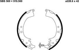 Motaquip VBS659 - Комплект тормозных колодок, барабанные autospares.lv