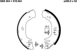 Motaquip VBS660 - Комплект тормозных колодок, барабанные autospares.lv