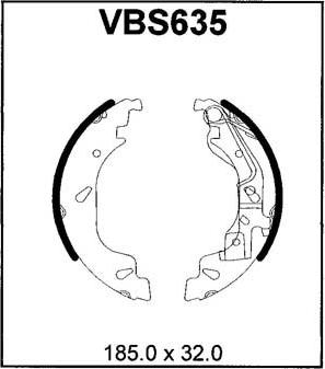 Motaquip VBS635 - Комплект тормозных колодок, барабанные autospares.lv