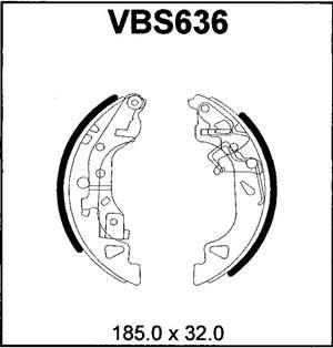 Motaquip VBS636 - Комплект тормозных колодок, барабанные autospares.lv