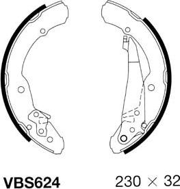 Motaquip VBS624 - Комплект тормозных колодок, барабанные autospares.lv