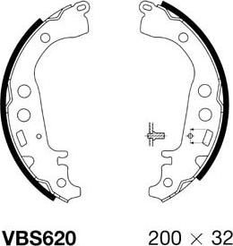 Motaquip VBS620 - Комплект тормозных колодок, барабанные autospares.lv