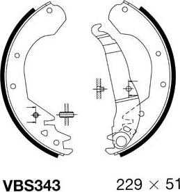 Motaquip VBS343 - Комплект тормозных колодок, барабанные autospares.lv