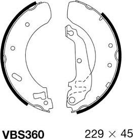 Motaquip VBS360 - Комплект тормозных колодок, барабанные autospares.lv