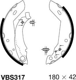 Motaquip VBS317 - Комплект тормозных колодок, барабанные autospares.lv