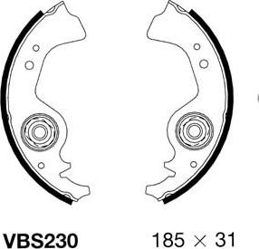 Motaquip VBS230 - Комплект тормозных колодок, барабанные autospares.lv