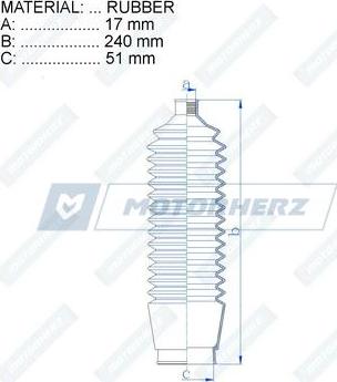 Motorherz RDZ0364MG - Пыльник, рулевое управление autospares.lv