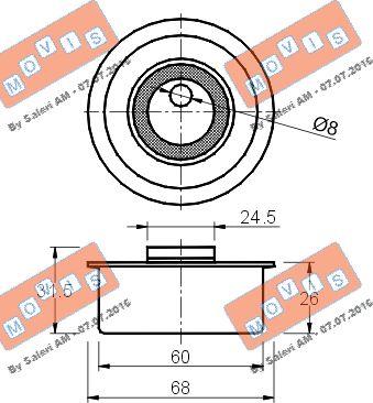 MOVIS AST1424 - Натяжной ролик, зубчатый ремень ГРМ autospares.lv