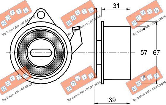 MOVIS AST1594 - Натяжной ролик, зубчатый ремень ГРМ autospares.lv