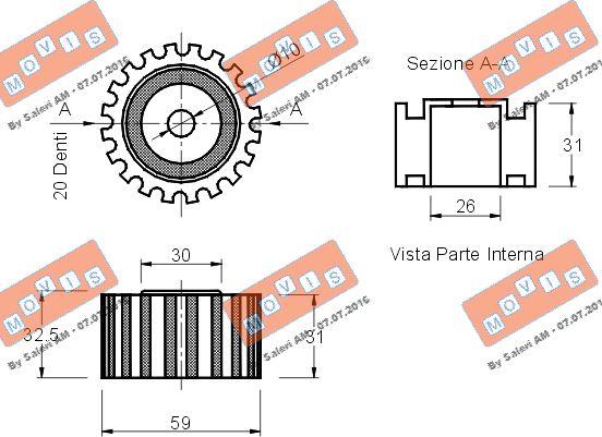 MOVIS AST1608 - Направляющий ролик, зубчатый ремень ГРМ autospares.lv