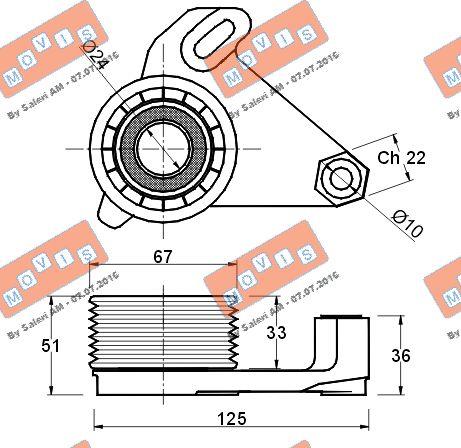 MOVIS AST1050 - Натяжной ролик, зубчатый ремень ГРМ autospares.lv