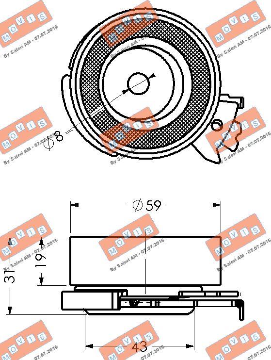 MOVIS AST1074 - Натяжной ролик, зубчатый ремень ГРМ autospares.lv