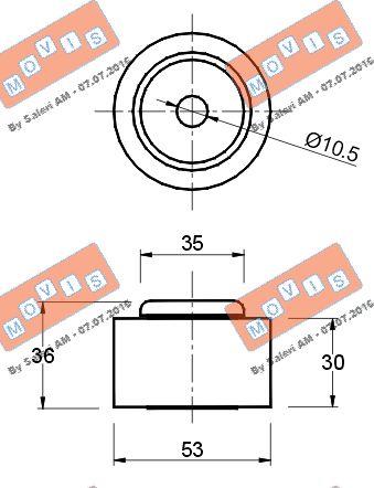 MOVIS AST1206 - Направляющий ролик, зубчатый ремень ГРМ autospares.lv