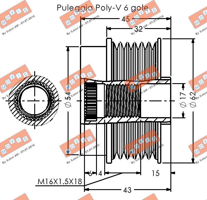 MOVIS AST3568 - Шкив генератора, муфта autospares.lv