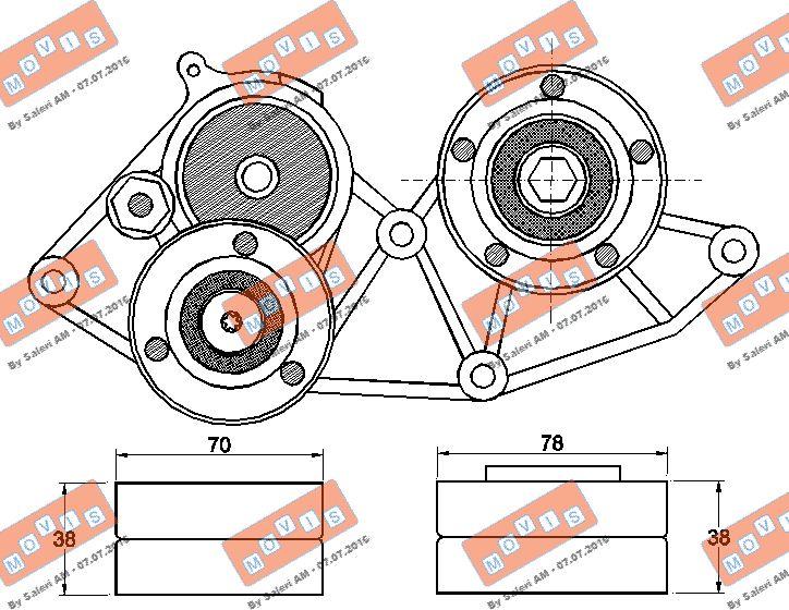 MOVIS AST3532 - Натяжитель, поликлиновый ремень autospares.lv