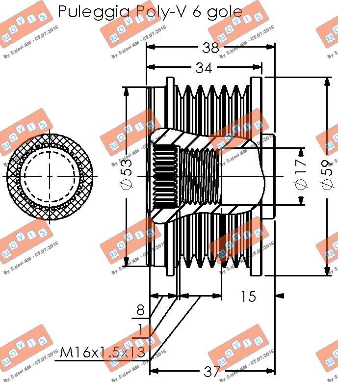 MOVIS AST3395 - Шкив генератора, муфта autospares.lv