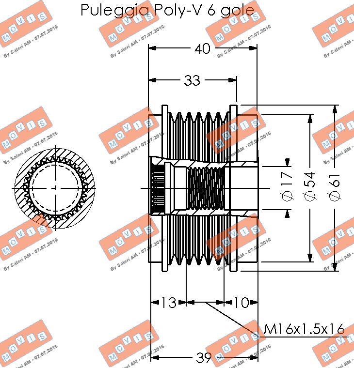 MOVIS AST3364 - Шкив генератора, муфта autospares.lv