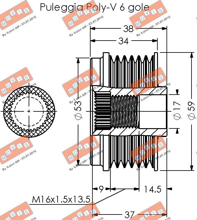 MOVIS AST3388 - Шкив генератора, муфта autospares.lv