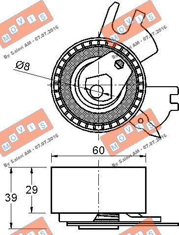 MOVIS AST3243 - Натяжной ролик, зубчатый ремень ГРМ autospares.lv