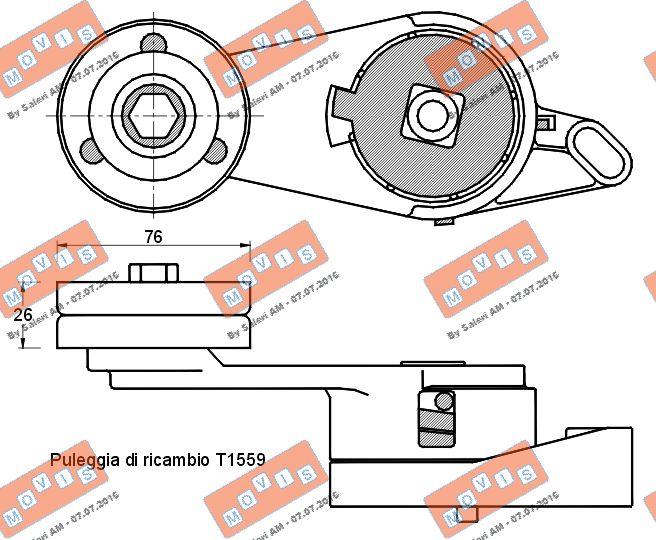 MOVIS AST2428 - Натяжитель, поликлиновый ремень autospares.lv