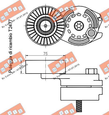 MOVIS AST2476 - Натяжитель, поликлиновый ремень autospares.lv