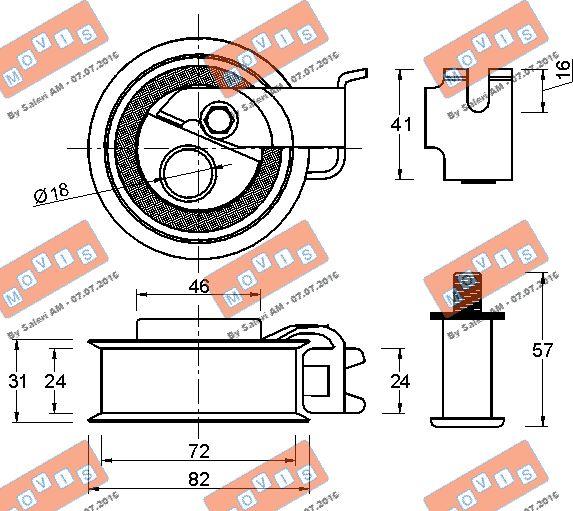 MOVIS AST2554 - Натяжной ролик, зубчатый ремень ГРМ autospares.lv