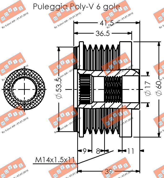 MOVIS AST2073 - Шкив генератора, муфта autospares.lv