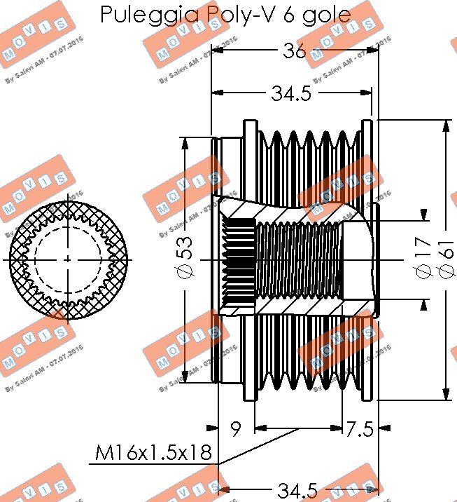 MOVIS AST2072 - Шкив генератора, муфта autospares.lv