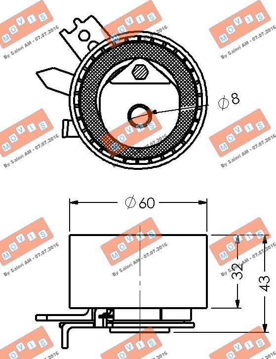 MOVIS AST2164 - Натяжной ролик, зубчатый ремень ГРМ autospares.lv