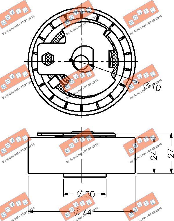 MOVIS AST2107 - Натяжной ролик, зубчатый ремень ГРМ autospares.lv