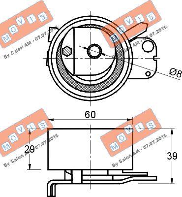 MOVIS AST2114 - Натяжной ролик, зубчатый ремень ГРМ autospares.lv