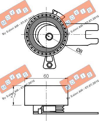 MOVIS AST2891 - Натяжной ролик, зубчатый ремень ГРМ autospares.lv