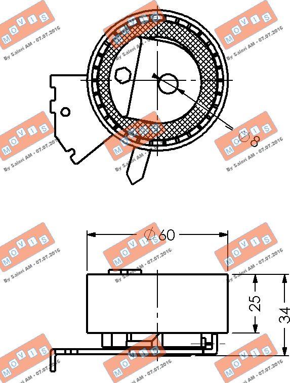 MOVIS AST2207 - Натяжной ролик, зубчатый ремень ГРМ autospares.lv