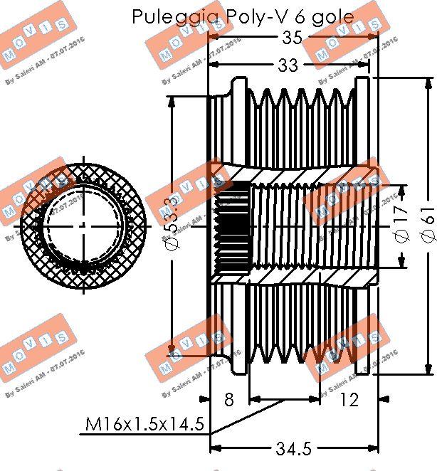 MOVIS AST2235 - Шкив генератора, муфта autospares.lv