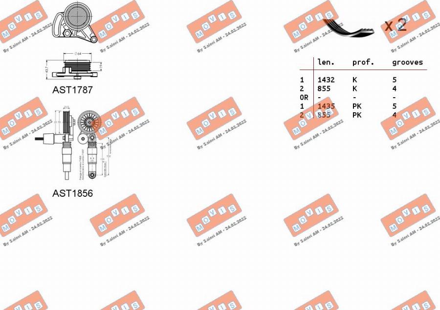 MOVIS ASTA0116 - Поликлиновый ременный комплект autospares.lv