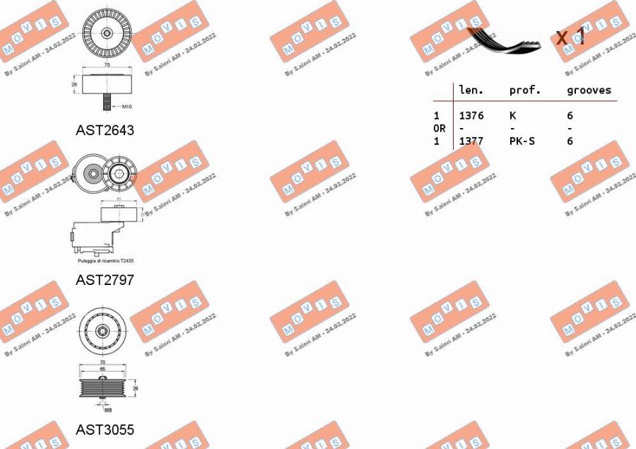 MOVIS ASTA0113 - Поликлиновый ременный комплект autospares.lv