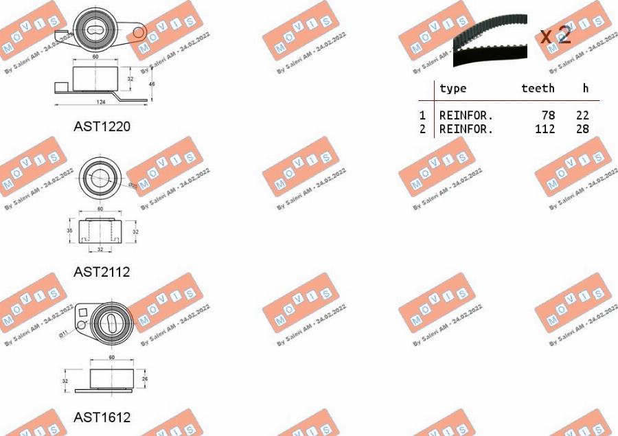 MOVIS ASTK0957C - Комплект зубчатого ремня ГРМ autospares.lv