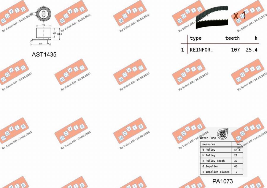 MOVIS ASTK0904PA - Водяной насос + комплект зубчатого ремня ГРМ autospares.lv