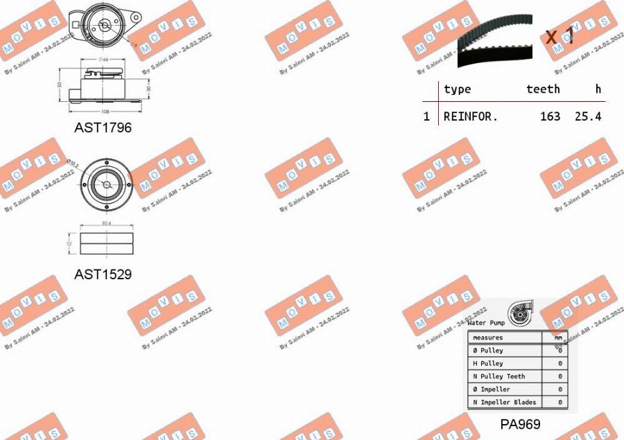 MOVIS ASTK0905PA - Водяной насос + комплект зубчатого ремня ГРМ autospares.lv