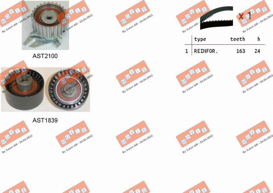 MOVIS ASTK0907 - Комплект зубчатого ремня ГРМ autospares.lv